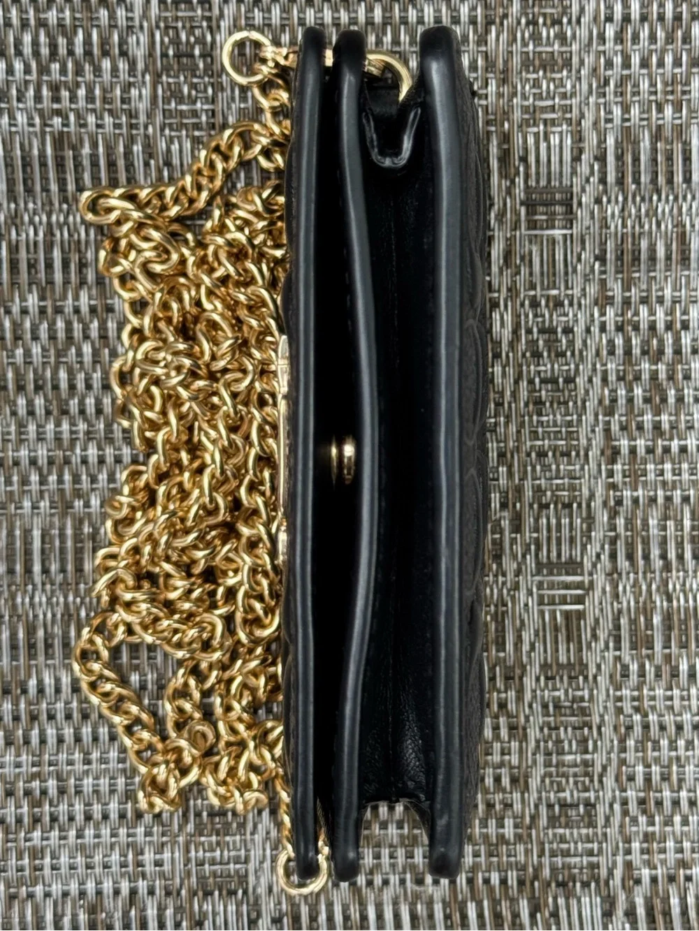 Coach Embossed Mini Wallet On A Chain Black Like New!